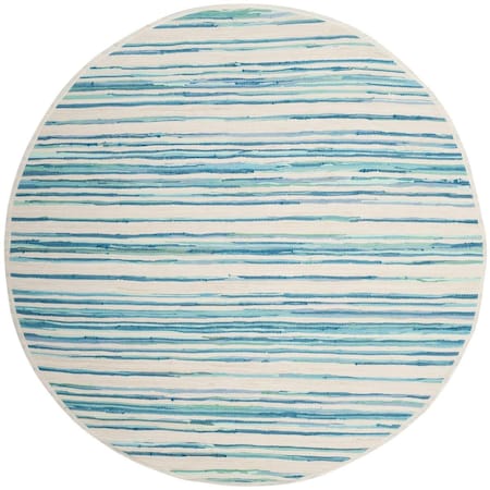 Safavieh Rag Rug Round Area Rug, Ivory and Green - 6 x 6 ft. RAR126D-6R